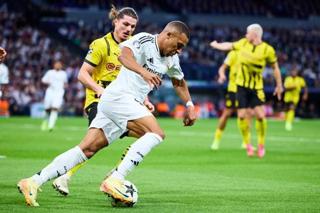 Kylian Mbappe of Real Madrid CF in action during the UEFA Champions League match between Real Madrid vs Borussia Dortmund at Santiago Bernabeu on October 22, 2024 in Madrid (Photo by: LGM) FOOTBALL : Real Madrid vs Borussia Dortmund - UEFA Ligue des Champions - 22 10 2024 LGM Panoramic 