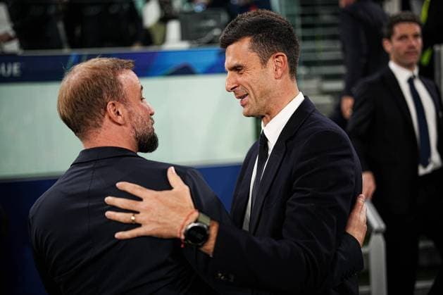Stuttgart s head coach Sebastian Hoene& xdf;, Juventus head coach Thiago Motta during the Uefa Champions League soccer match, between Juventus and Stuttgart at the Allianz Stadium in Turin, north west Italy - Tuesday, October 22, 2024. - Soccer  Copyright: xMarcoxAlpozzi LaPressex
