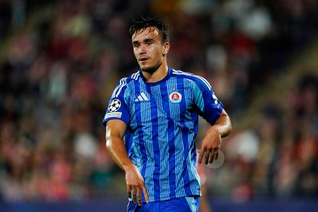 ESP: Girona FC v SK Slovan Bratislava. UEFA Champions League match. Date 3 David Strelec of Slovan Bratislava during the UEFA Champions League match, date 3 between Girona FC and SK Slovan Bratislava played at Montilivi Stadium on October 22, 2024 in Girona, Spain. kpng Copyright: xSergioxRuizx xImagox PS_241022_GIR_SLO_005