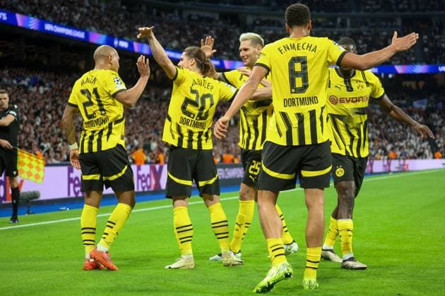 Goal to 1 0 for Dortmund by Donyell Malen Dortmund 21 , ESP, Real Madrid vs Borussia Dortmund, Football, Champions League, Matchday 3, 2024 2025 season, 22 10 2024 ESP, Real Madrid vs Borussia Dortmund, Football, Champions League, Matchday 3, 2024 2025 season, 22 10 2024 Madrid Copyright: xEibner-Pressefoto JoergxNiebergax EP_JNL
