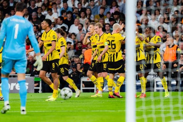22 10 2024, Real Madrid vs Borussia Dortmund, UEFA Champions League, Matchday 3 Goal for 0 2 by Jamie Gittens Borussia Dortmund, 43 Copyright: xBahhoxKarax