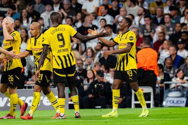 22 10 2024, Real Madrid vs Borussia Dortmund, UEFA Champions League, Matchday 3 Goal for 0 2 by Jamie Gittens Borussia Dortmund, 43 Copyright: xBahhoxKarax
