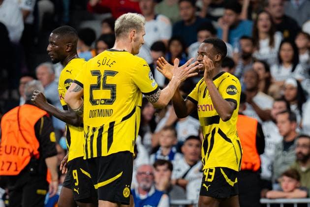 22 10 2024, Real Madrid vs Borussia Dortmund, UEFA Champions League, Matchday 3 Goal for 0 2 by Jamie Gittens Borussia Dortmund, 43 Copyright: xBahhoxKarax