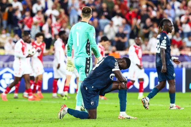 Fußball, CL, AS Monaco - Roter Stern Belgrad 22nd October 2024 - UEFA CHAMPIONS LEAGUE - J3 - SEASON 2024 2025 - AS MONACO vs CRVENA ZVEZDA - STADE LOUIS II The disappointment of djiga (nasser) after akliouche (maghnes) goal in the additional time MONACO MONACO Copyright: xSPORTPIXPRESSx xFREDxPORCUx
