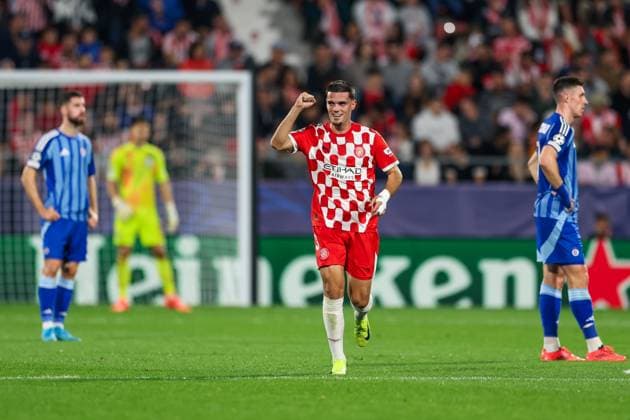 Girona, Spain, October 22nd 2024: Miguel Gutierrez (3 Girona FC) celebrates after scoring during the UEFA Champions League football match between Girona FC and SK Slovan Bratislava at the Montilivi Stadium in Girona, Spain (Judit Cartiel SPP) Copyright: xJuditxCartielx xSPPx spp-en-JuCaSp-JUCA7455