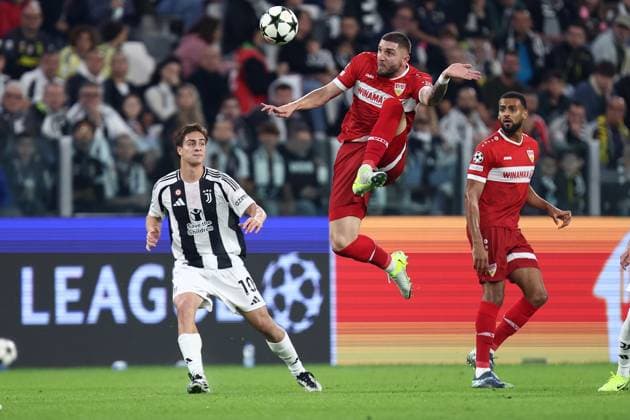 Jeff Chabot (VfB Stuttgart) controls the ball, UEFA Champions League 2024 25 League Phase MD1, Juventus Turin v VfB Stuttgart, Allianz Stadium, October 22, 2024, Turin, Italy.