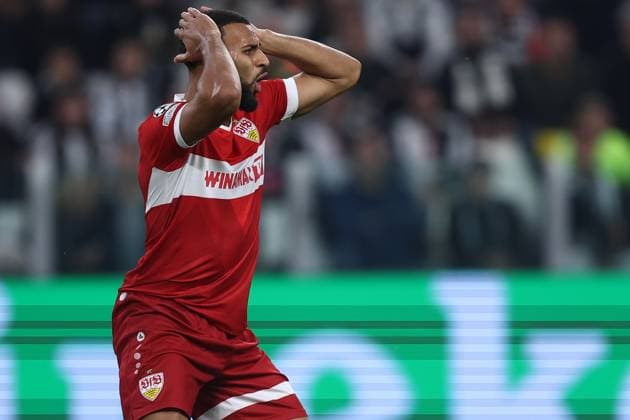 Josha Vagnoman (VfB Stuttgart) looks dejected, UEFA Champions League 2024 25 League Phase MD1, Juventus Turin v VfB Stuttgart, Allianz Stadium, October 22, 2024, Turin, Italy.