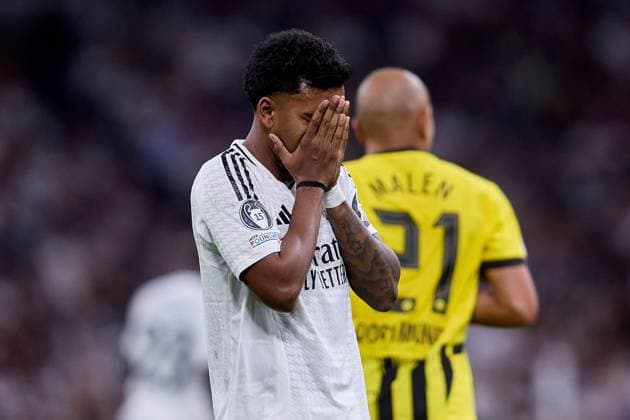 Rodrygo Goes of Real Madrid CF Real Madrid v Borusssia Dortmund, La Liga, Football, Santiago Bernabeu Stadium, Madrid, Spain - 22 Oct 2024  Copyright: xRubenxAlbarran Shutterstockx 14805565i
