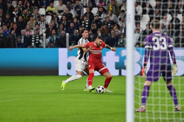Dusan Vlahovic Juventus FC during UEFA Champions League 2024 25 League Phase - football match between Juventus FC and VfB Stoccarda at Allianz Stadium Turin Italy - 22 October 2024 - & xA;ph Giuliano Marchisciano during Juventus FC vs VfB Stuttgart, UEFA Champions League football match in Turin, Italy, October 22 2024  Copyright: xGiulianoxMarchisciano IPAxSportx xx IPA_50856868 IPA_Agency_IPA50856868