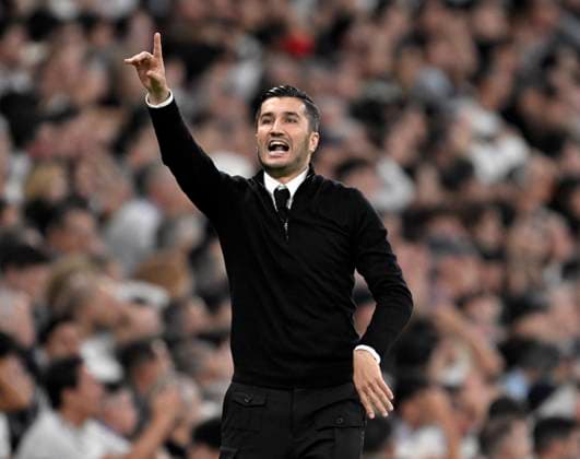 22 10 2024, Football UEFA Champions League 2024 2025, Matchday 3, Real Madrid Borussia Dortmund, at Estadio Santiango Bernabeu in Madrid Spain , Coach Nuri Sahin Borussia Dortmund gesticulates DFL and DFB regulations prohibit any use of photographs as image sequences and or quasi video
