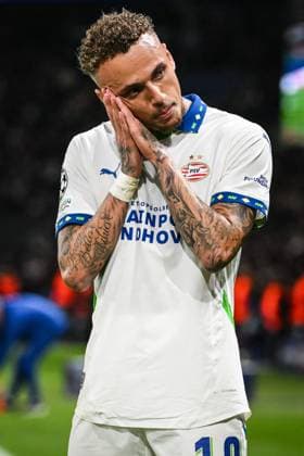 October 22, 2024, Paris, France, France: Noa LANG of PSV Eindhoven celebrates his goal during the UEFA Champions League, League Phase MD3 match between Paris Saint-Germain and PSV Eindhoven at Parc des Princes Stadium on October 22, 2024 in Paris, France. Paris France - ZUMAm308 20241022_zsp_m308_010 Copyright: xMatthieuxMirvillex