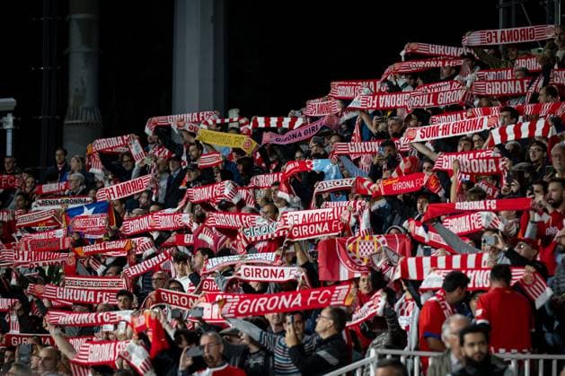 Supporters of Girona FC are seen during a UEFA Champions League match between Girona FC and Slovan Bratislava at Estadi Municipal de Montilivi in Girona, Girona, Spain, on October 22 2024 Photo by Felipe Mondino Copyright: x@FELIPExMONDINOx