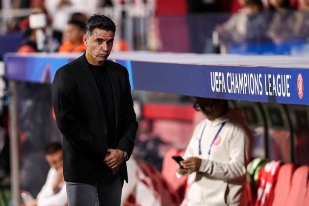 October 22, 2024, Girona, Girona, SPAIN: Michel Sanchez, head coach of Girona FC looks on during the UEFA Champions League, football match played between Girona FC and SK Slovan Bratislava at Estadio de Montilivi on October 22, 2024 in Girona, Spain. Girona SPAIN - ZUMAa181 20241022_zaa_a181_103 Copyright: xJavierxBorregox