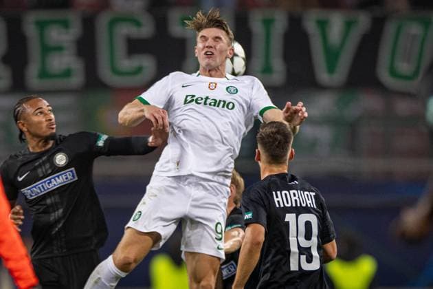 SOCCER - UEFA CL, Sturm vs Sporting KLAGENFURT,AUSTRIA,22.OCT.24 - SOCCER - UEFA Champions League, SK Sturm Graz vs Sporting CP. Image shows Viktor Gyoekeres (Sporting Lissabon).  GEPAxpictures xMatthiasxTrinkl