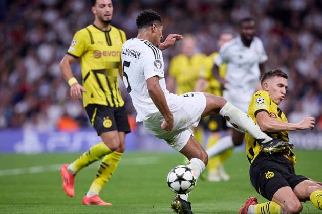 October 22, 2024, Madrid, Madrid, Spain: Jude Bellingham of Real Madrid CF during the UEFA Champions League football match between Real Madrid CF and Borussia Dortmund at Santiago Bernabeu Stadium in Madrid, Spain, October 22, 2024 Madrid Spain - ZUMAa206 20241022_zsp_a206_083 Copyright: xRubenxAlbarranx
