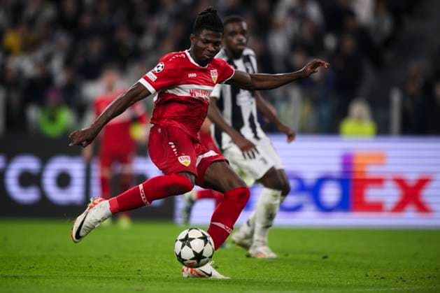 Sport Bilder des Tages Juventus FC v VfB Stuttgart - UEFA Champions League El Bilal Toure of VfB Stuttgart scores a goal during the UEFA Champions League 2024 25 league phase football match between Juventus FC and VfB Stuttgart. Turin Italy Copyright: xNicolòxCampox