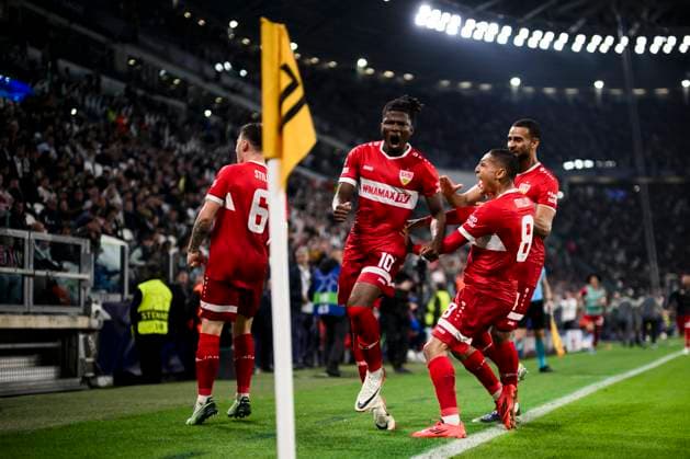 Juventus FC v VfB Stuttgart - UEFA Champions League El Bilal Toure of VfB Stuttgart celebrates with teammates after scoring a goal during the UEFA Champions League 2024 25 league phase football match between Juventus FC and VfB Stuttgart. Turin Italy Copyright: xNicolòxCampox