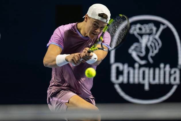 22nd October 2024; St. Jakobshalle, Basel, Switzerland; ATP, Tennis Herren 500 Swiss Indoors Basel Tennis, Day 2; Holger Rune (DEN) in action against Nicolas Jarry (CHI) in the first round  ActionPlus12706168 DavidxEmm