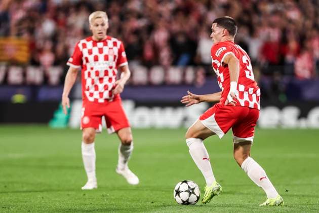 October 22, 2024, Girona, Girona, SPAIN: Miguel Gutierrez of Girona FC in action during the UEFA Champions League, football match played between Girona FC and SK Slovan Bratislava at Estadio de Montilivi on October 22, 2024 in Girona, Spain. Girona SPAIN - ZUMAa181 20241022_zaa_a181_179 Copyright: xJavierxBorregox