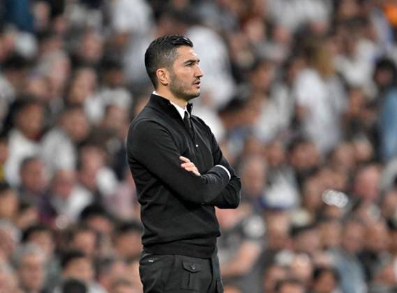 22 10 2024, Football UEFA Champions League 2024 2025, Matchday 3, Real Madrid Borussia Dortmund, at Estadio Santiango Bernabeu in Madrid Spain , Coach Nuri Sahin Borussia Dortmund unhappy DFL and DFB regulations prohibit any use of photographs as image sequences and or quasi video