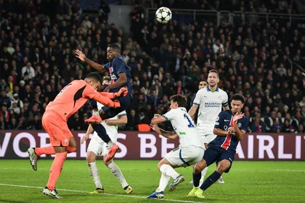 Champions League PSG vs PSV Eindhoven FA Paris Saint-Germain’s forward Ousmane Dembele kicks the ball during the UEFA Champions League football match between Paris Saint-Germain and PSV Eindhoven at the Parc des Princes Stadium in Paris on October 22, 2024. Photo by Firas Abdullah ABACAPRESS.COM Paris Ile-de-France France  Copyright: xAbdullahxFiras ABACAx