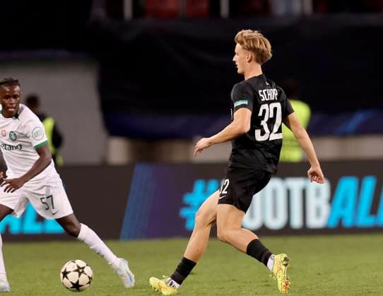 SOCCER - UEFA CL, Sturm vs Sporting KLAGENFURT,AUSTRIA,22.OCT.24 - SOCCER - UEFA Champions League, SK Sturm Graz vs Sporting CP. Image shows Konstantin Schopp (Sturm).  GEPAxpictures xHansxOberlaender