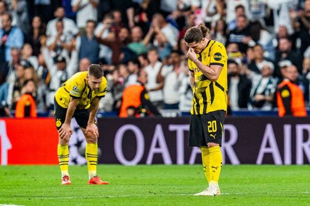 22 10 2024, Real Madrid vs Borussia Dortmund, UEFA Champions League, Matchday 3 Sadness and disappointment for Nico Schlotterbeck Borussia Dortmund, 4 Marcel Sabitzer Borussia Dortmund, 20 Copyright: xBahhoxKarax