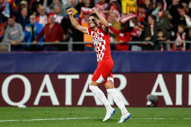 October 22, 2024, Girona, Girona, SPAIN: Juan Pedro Juanpe Ramirez of Girona FC celebrates a goal during the UEFA Champions League 2024 25 League Phase MD3 match between Girona FC and SK Slovan Bratislava at Montilivi stadium on October 22, 2024 in Girona, Spain. Girona SPAIN - ZUMAa181 20241022_zaa_a181_228 Copyright: xIrinaxR.xHipolitox
