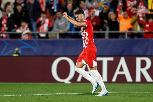 October 22, 2024, Girona, Girona, SPAIN: Juan Pedro Juanpe Ramirez of Girona FC celebrates a goal during the UEFA Champions League 2024 25 League Phase MD3 match between Girona FC and SK Slovan Bratislava at Montilivi stadium on October 22, 2024 in Girona, Spain. Girona SPAIN - ZUMAa181 20241022_zaa_a181_229 Copyright: xIrinaxR.xHipolitox