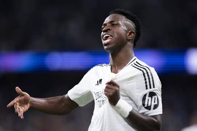 UEFA champions league - Real Madrid vs Borussia Dortmund MADRID, SPAIN - October 22:Vinicius jr of Real Madrid celebrates a goal during the UEFA champions league 2024 25 match between Real Madrid and Borussia Dortmund at Santiago Bernabeu Stadium. (Photo by Guillermo Martinez) Madrid Santiago BernabÃ u Stadium Spain Copyright: xGuillermoxMartinezx