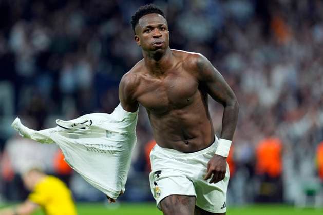 ESP: Real Madrid v Borussia Dortmund. UEFA Champions League. Date 3 Vinicius Junior of Real Madrid CF celebrates after scoring goal during the UEFA Champions League match between Real Madrid and Borussia Dortmund played at Santiago Bernabeu Stadium on October 22, 2024 in Madrid, Spain. kpng Copyright: xCesarxCebollax xPRESSINPHOTOx PS_241022_RMA_BOR_689