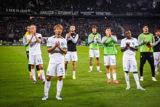 STURM GRAZ - SPORTING CP Hidemasa Morita, Geovany Quenda of Sporting CP during the UEFA Champions League, league stage match between SK Sturm Graz and Sporting Clube de Portugal. Klagenfurt, Austria, October 22, 2024.Photo by Branislav Racko Copyright: xBranislavxRackox AS0I8168
