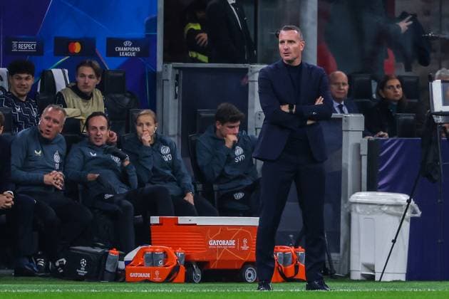 Nicky Hayen Head Coach of Club Brugge KV looks on during UEFA Champions League 2024 25 League Phase - Matchday3 football match between AC Milan and Club Brugge KV at San Siro Stadium Milan Italy on 22 October 2024. Milan Stadio San Siro Milan Italy Copyright: xEPhotopressx SP24-1018-008