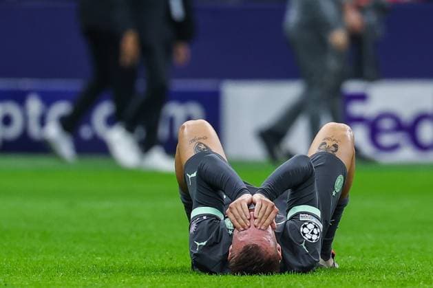 Francesco Camarda of AC Milan shows his dejection at the end of the match during UEFA Champions League 2024 25 League Phase - Matchday3 football match between AC Milan and Club Brugge KV at San Siro Stadium Milan Italy on 22 October 2024. Milan Stadio San Siro Milan Italy Copyright: xEPhotopressx SP24-1018-043
