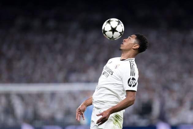 UEFA champions league - Real Madrid vs Borussia Dortmund MADRID, SPAIN - October 22:Jude Bellingham of Real Madrid in action during the UEFA champions league 2024 25 match between Real Madrid and Borussia Dortmund at Santiago Bernabeu Stadium. (Photo by Guillermo Martinez) Madrid Santiago BernabÃ u Stadium Spain Copyright: xGuillermoxMartinezx