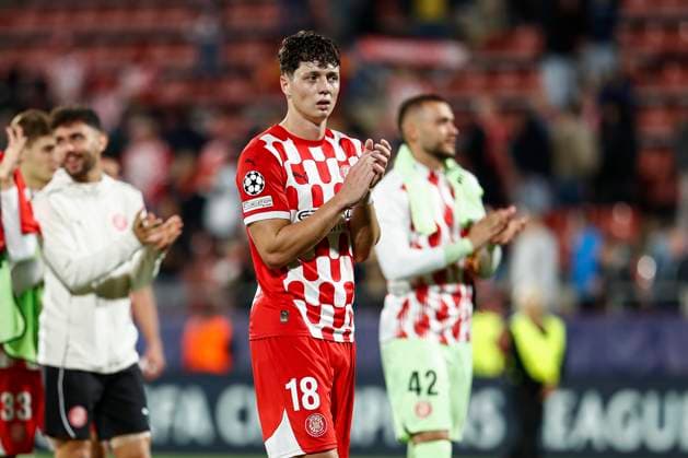 October 22, 2024, Girona, Girona, SPAIN: Ladislav Krejci of Girona FC greeting the fans during the UEFA Champions League 2024 25 League Phase MD3 match between Girona FC and SK Slovan Bratislava at Montilivi stadium on October 22, 2024 in Girona, Spain. Girona SPAIN - ZUMAa181 20241022_zaa_a181_306 Copyright: xIrinaxR.xHipolitox