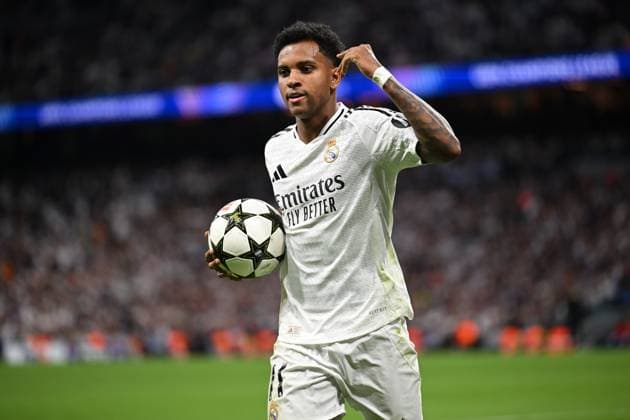 Madrid, Estadio Santiago Bernabeu, 22 10 24, GER, Men, UEFA Champions League, Season 2024 2025, Real Madrid Borussia Dortmund Image RODRYGO Real Madrid Only for editorial use UEFA regulations prohibit any use of photographs as image sequences and or quasi video Spain