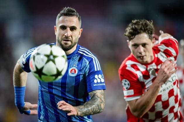 October 22, 2024, Barcelona, Spain: Tigran Bargseghyan (L)(Slovan Bratislava) looks on during the UEFA Champions League match between Girona FC and Slovan Bratislava at Estadi Municipal de Montilivi. Final Score: Girona FC 2;0 Slovan Bratislava Barcelona Spain - ZUMAs197 20241022_aaa_s197_383 Copyright: xFelipexMondinox