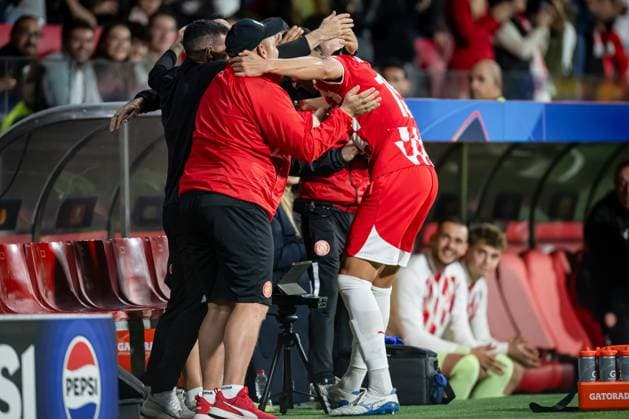 Girona FC Vs Slovan Bratislava in Barcelona, Spain - 22 Oct 2024 Juan Pedro Ramirez (Girona FC) celebrates a goal during the UEFA Champions League match between Girona FC and Slovan Bratislava at Estadi Municipal de Montilivi. Final Score: Girona FC 2;0 Slovan Bratislava Barcelona Spain Copyright: xFelipexMondinox xSOPAxImagesx SP0479-0699
