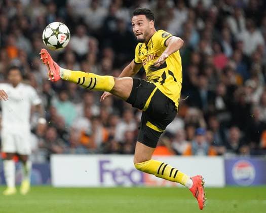 Champions League - Real Madrid v Borussia Dortmund Borussia Dortmund s Ramy Bensebaini during Champions League match Real Madrid v Borussia Dortmund on October 22, 2024 in Madrid, Spain. Photo by Acero AlterPhotos ABACAPRESS.COM Madrid Spain  Copyright: xAcero AlterPhotos ABACAx