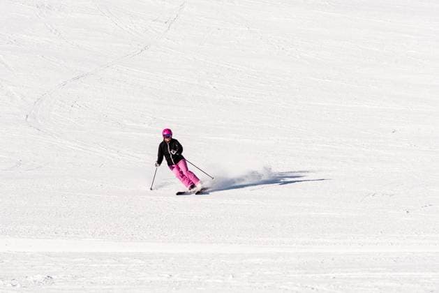 Female skier on empty ski slope Action shot of a female sportive middle aged skier on empty ski slope (License=RF) 10403430 ,model released, Symbolfoto Copyright: xZoonar.com FrankxGaertnerx-xwww.facebook.com franky242x 10403430 ,model released, Symbolfoto ,property released