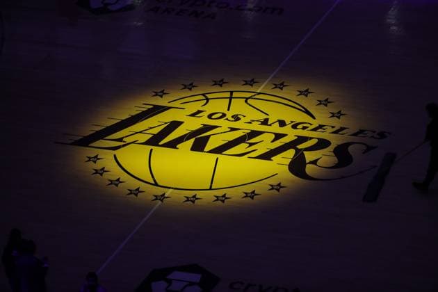 LOS ANGELES, CA - OCTOBER 22: Los Angeles Lakers logo lit up during the Minnesota Timberwolves vs Los Angeles Lakers game on October 22, 2024, at Crypto.com Arena in Los Angeles, CA. (Photo by Jevone Moore Icon Sportswire) NBA, Basketball Herren, USA OCT 22 Timberwolves at Lakers EDITORIAL USE ONLY Icon20241022060