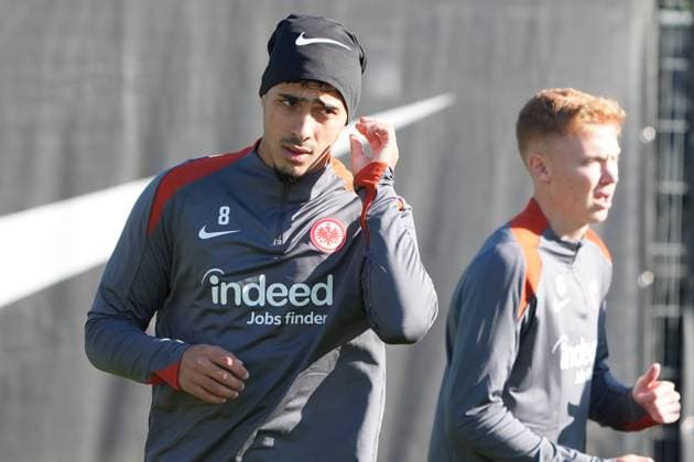 Fares Chaibi Eintracht Frankfurt, 08 Frankfurt 23 10 2024 Eintracht Frankfurt final training before the Europa League against Riga, Deutsche Bank Park, UEFA Europa League