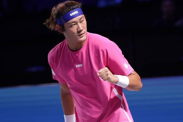 TENNIS - ATP, Tennis Herren Erste Bank Open VIENNA,AUSTRIA,23.OCT.24 - TENNIS - ATP World Tour, Erste Bank Open. Image shows the rejoicing of Zhizhen Zhang (CHN).  GEPAxpictures xWalterxLuger