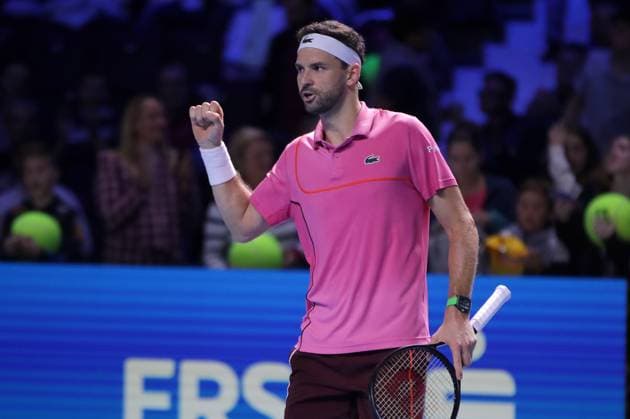 TENNIS - ATP, Tennis Herren Erste Bank Open VIENNA,AUSTRIA,23.OCT.24 - TENNIS - ATP World Tour, Erste Bank Open. Image shows the rejoicing of Grigor Dimitrov (BUL).  GEPAxpictures xWalterxLuger