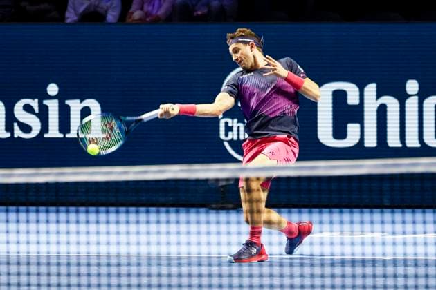Casper Ruud NOR , Tennis, Swiss Indoors ATP World Tour 500 , 1 16 Finals Singles, 2024, Roberto Bautista Agut ESP vs Casper Ruud NOR , 23 10 2024, St Jakobshalle, Basel, Switzerland Basel St Jakobshalle BS Switzerland Copyright: xGrantxHubbsx