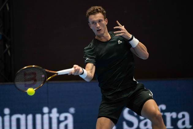 23rd October 2024; St. Jakobshalle, Basel, Switzerland; ATP, Tennis Herren 500 Swiss Indoors Basel Tennis, Day 3; Jiri Lehecka (CZE) in action against Pedro Martinez (ESP) in the first round  ActionPlus12706483 DavidxEmm