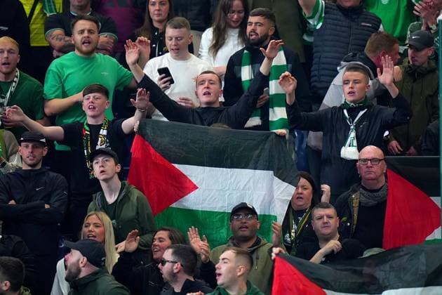 Palestine s flag during the Uefa Champions League soccer match between Atalanta BC and Celtic FC at Gewiss Stadium in Bergamo, north Italy - Wednesday , October 23 , 2024. - Soccer .  Copyright: xSpada LaPressex