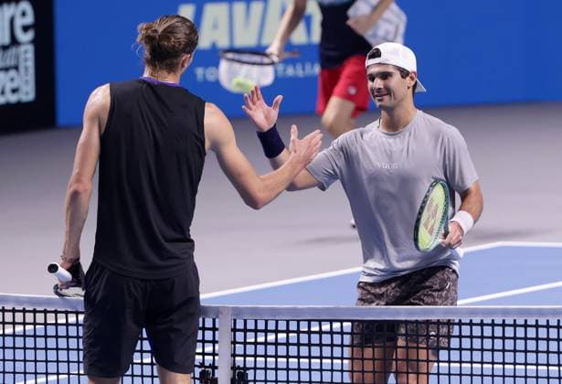 TENNIS - ATP, Tennis Herren Erste Bank Open VIENNA,AUSTRIA,23.OCT.24 - TENNIS - ATP World Tour, Erste Bank Open. Image shows Alexander Zverev (GER) and Marcos Giron (USA).  GEPAxpictures xWalterxLuger