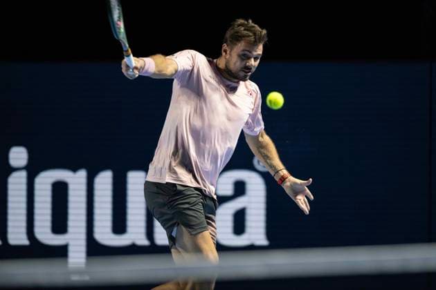 23rd October 2024; St. Jakobshalle, Basel, Switzerland; ATP, Tennis Herren 500 Swiss Indoors Basel Tennis, Day 3; Stan Wawrinka (SUI) in action against Adrian Mannarino (FRA) in the round of 32  ActionPlus12706545 DavidxEmm
